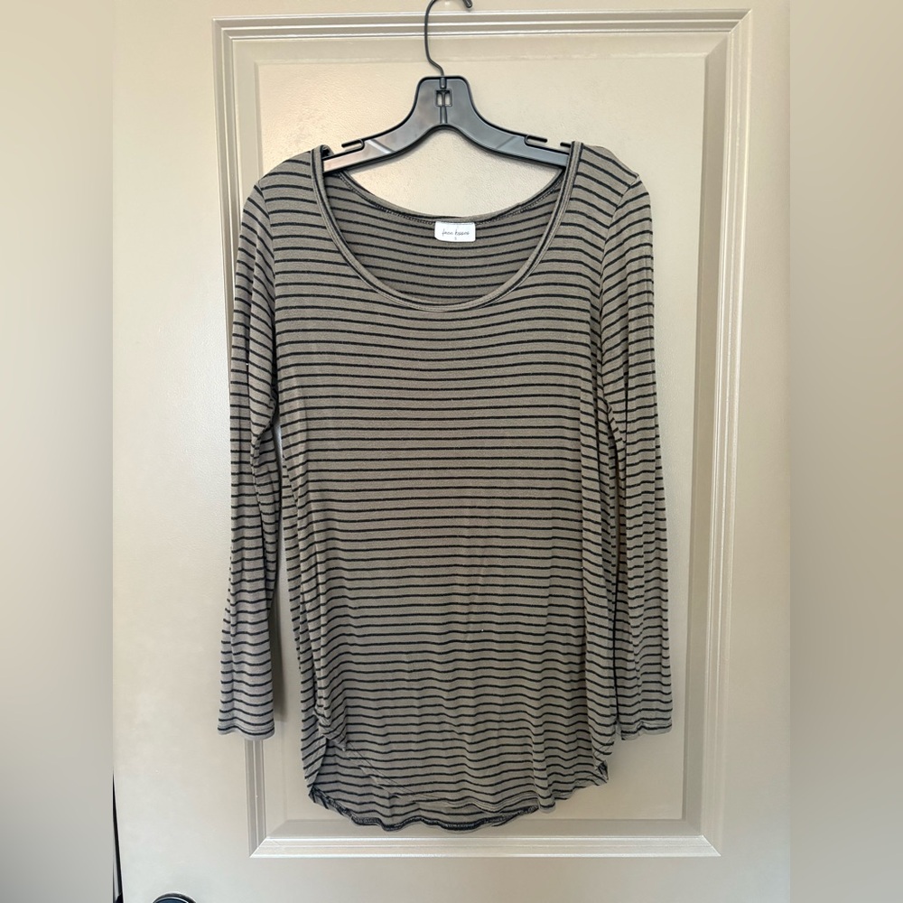 Free Kisses Charcoal and Black Striped Long Sleeve Tee